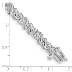 14k White Gold Holds 2.88 carat 28-3mm Round Diamond Fancy Swirl 7 inch Tennis Bracelet Mounting (No Stone Included)