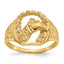 14k AA Diamond Horseshoe with Horse in Center Mens Ring