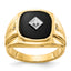 14k Cushion Onyx and AA Diamond Mens Ring