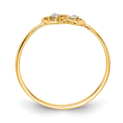 14k Polished AA Diamond heart ring