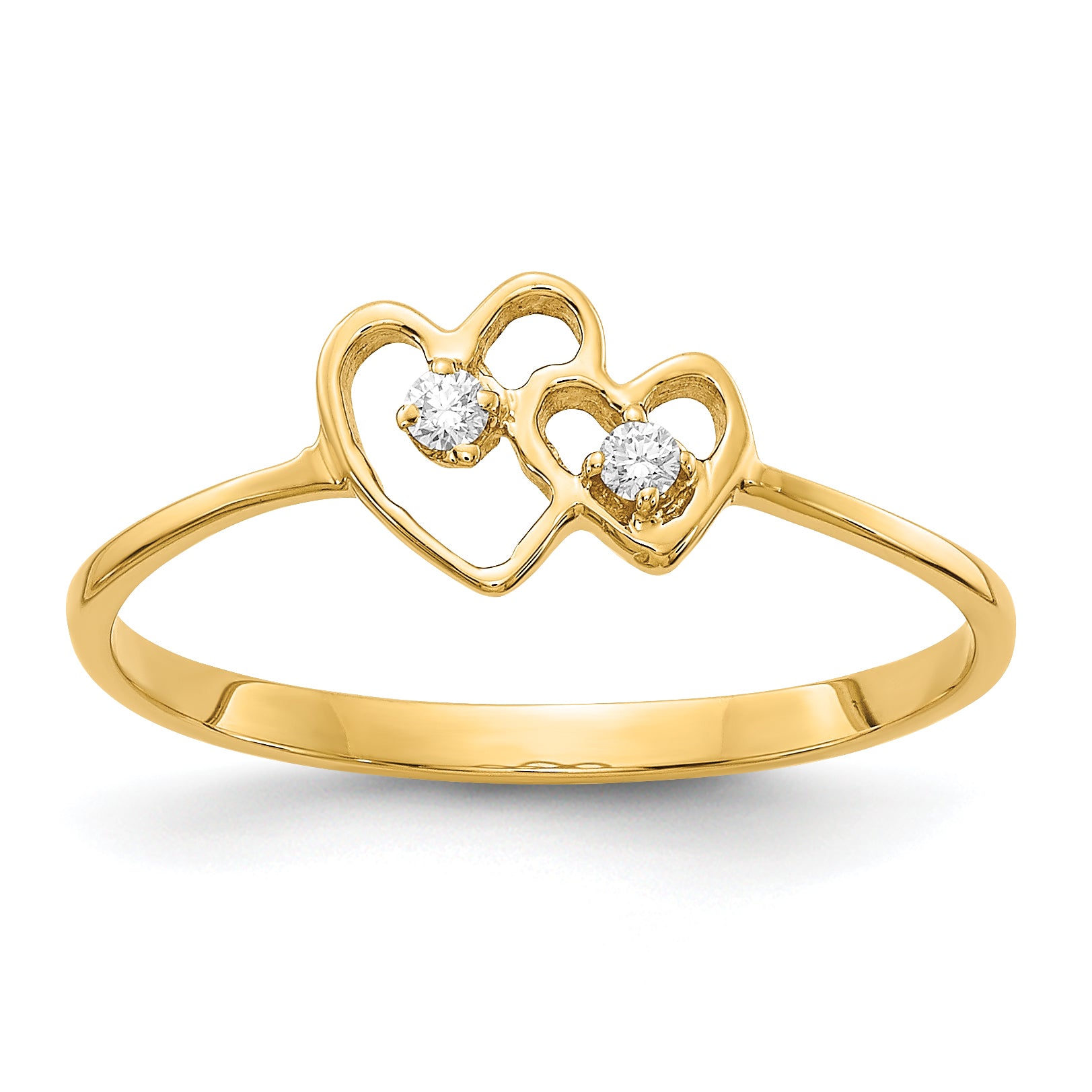 14k Polished AA Diamond heart ring