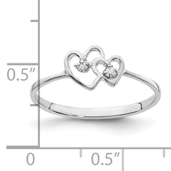 14k White Gold Polished AA Diamond ring