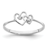 14k White Gold Polished AA Diamond ring