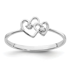 14k White Gold Polished AA Diamond ring