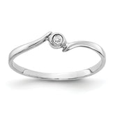 14k White Gold Polished AA Diamond Ring