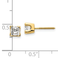 14k 1ct VS Quality Complete Princess-cut Diamond Earrings