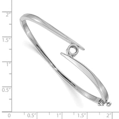 14k White Gold Holds 1/2 carat 4.75mm Round Stone Hinged Oval Bangle Bracelet Mounting (No Stone Included)