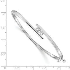 14k White Gold Holds 1/3 carat 3-3.0mm Round Stones Hinged Oval Bangle Bracelet Mounting (No Stone Included)