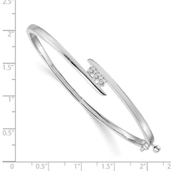 14k White Gold Complete 3-Stone 1/3 carat AA Diamond Hinged Oval Bangle Bracelet