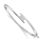 14k White Gold Complete 3-Stone 1/3 carat AA Diamond Hinged Oval Bangle Bracelet