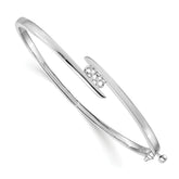 14k White Gold Holds 1/3 carat 3-3.0mm Round Stones Hinged Oval Bangle Bracelet Mounting (No Stone Included)