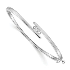 14k White Gold Holds 1/3 carat 3-3.0mm Round Stones Hinged Oval Bangle Bracelet Mounting (No Stone Included)