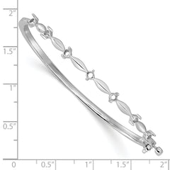 14k White Gold Holds 1/2 carat 7-2.6mm Round Stones Hinged Oval Bangle Bracelet Mounting (No Stone Included)