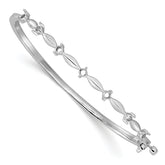 14k White Gold Holds 1/2 carat 7-2.6mm Round Stones Hinged Oval Bangle Bracelet Mounting (No Stone Included)