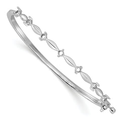 14k White Gold Holds 1/2 carat 7-2.6mm Round Stones Hinged Oval Bangle Bracelet Mounting (No Stone Included)