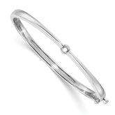 14k White Gold Holds 1/4 carat 4.0mm Round Stone Hinged Oval Bangle Bracelet Mounting (No Stone Included)