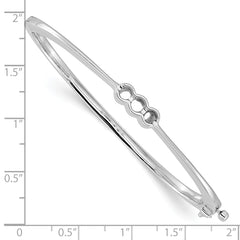 14k White Gold Holds 1/2 carat 1-4.0mm and 2-3.1mm Round Stones Hinged Oval Bangle Bracelet Mounting (No Stone Included)