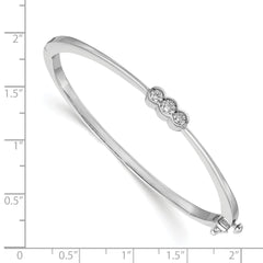 14k White Gold Complete 3-Stone 1/2 carat AA Diamond Hinged Oval Bangle Bracelet