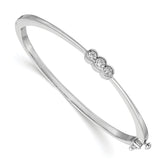 14k White Gold Complete 3-Stone 1/2 carat AA Diamond Hinged Oval Bangle Bracelet