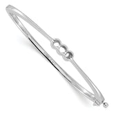 14k White Gold Holds 1/2 carat 1-4.0mm and 2-3.1mm Round Stones Hinged Oval Bangle Bracelet Mounting (No Stone Included)
