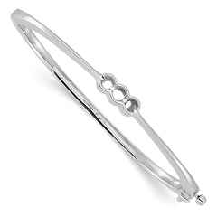 14k White Gold Holds 1/2 carat 1-4.0mm and 2-3.1mm Round Stones Hinged Oval Bangle Bracelet Mounting (No Stone Included)