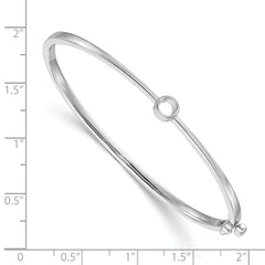 14k White Gold Holds 1/4 carat 4.0mm Round Stone Hinged Oval Bangle Bracelet Mounting (No Stone Included)