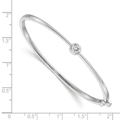 14k White Gold Complete 1/4 carat AA Diamond Hinged Oval Bangle Bracelet