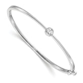 14k White Gold Complete 1/4 carat AA Diamond Hinged Oval Bangle Bracelet