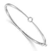 14k White Gold Holds 1/4 carat 4.0mm Round Stone Hinged Oval Bangle Bracelet Mounting (No Stone Included)