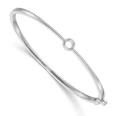 14k White Gold Holds 1/4 carat 4.0mm Round Stone Hinged Oval Bangle Bracelet Mounting (No Stone Included)