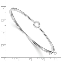 14k White Gold Holds 1/2 carat 5.0mm Round Stone Hinged Oval Bangle Bracelet Mounting (No Stone Included)