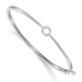 14k White Gold Holds 1/2 carat 5.0mm Round Stone Hinged Oval Bangle Bracelet Mounting (No Stone Included)