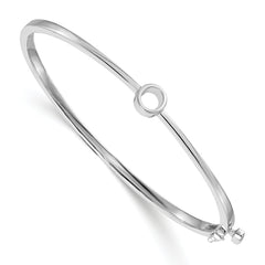 14k White Gold Holds 1/2 carat 5.0mm Round Stone Hinged Oval Bangle Bracelet Mounting (No Stone Included)