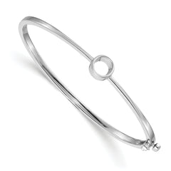 14k White Gold Holds 1 carat 6.5mm Round Stone Hinged Oval Bangle Bracelet Mounting (No Stone Included)