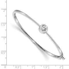 14k White Gold Holds 1 carat 6.5mm Round Stone Hinged Oval Bangle Bracelet Mounting (No Stone Included)