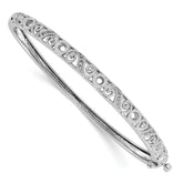 14k White Gold Swirl Design Holds 3/4 carat (5-2.9mm/6-1.7mm/12-1.3mm Round Stones) Hinged Oval Bangle Mounting (No Stone Included)