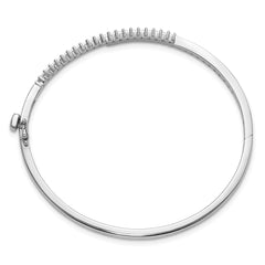 14k White Gold Holds 1 carat (42-1.8mm Round Stones) Hinged Oval Bangle Bracelet Mounting (No Stone Included)