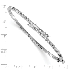 14k White Gold Holds 1 carat (42-1.8mm Round Stones) Hinged Oval Bangle Bracelet Mounting (No Stone Included)