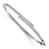 14k White Gold Holds 1 carat (42-1.8mm Round Stones) Hinged Oval Bangle Bracelet Mounting (No Stone Included)