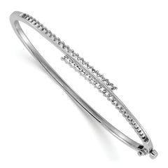 14k White Gold Holds 1 carat (42-1.8mm Round Stones) Hinged Oval Bangle Bracelet Mounting (No Stone Included)