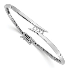 14k White Gold Holds 1/4 carat 3-2.9mm Round Stones Hinged Bangle Bracelet Mounting (No Stone Included)
