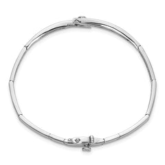 14k White Gold Holds 1/4 carat 1-2.4mm and 20-1.3mm Round Stones Hinged Oval Bangle Bracelet Mounting (No Stone Included)