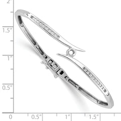 14k White Gold Holds 1/4 carat 1-2.4mm and 20-1.3mm Round Stones Hinged Oval Bangle Bracelet Mounting (No Stone Included)