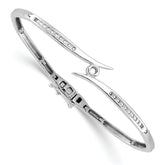 14k White Gold Holds 1/4 carat 1-2.4mm and 20-1.3mm Round Stones Hinged Oval Bangle Bracelet Mounting (No Stone Included)