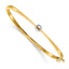 14k Two-tone Holds 1/4 carat 4.0mm Round Stone Hinged Oval Bangle Bracelet Mounting (No Stone Included)