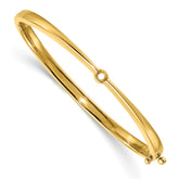 14k Holds 1/4 carat 4.0mm Round Stone Hinged Oval Bangle Bracelet Mounting (No Stone Included)