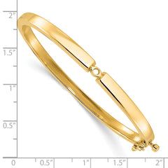 14k Holds 1/2 carat 5.0mm Round Stone Hinged Oval Bangle Bracelet Mounting (No Stone Included)