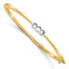 14k Two-tone Holds 1/2 carat 1-3.8mm and 2-3.4mm Round Stones Hinged Oval Bangle Bracelet Mounting (No Stone Included)