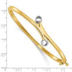 14k Two-tone Holds 1/2 carat 2-4.0mm Round Stones Hinged Oval Bangle Bracelet Mounting (No Stone Included)