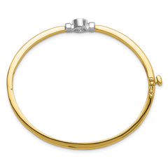 14k Two-tone Holds 1/2 carat 5.0mm Round Stone Hinged Oval Bangle Bracelet Mounting (No Stone Included)